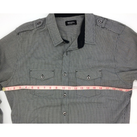 Bruno Black Check Button Fitted Shirt M - Picture 7 of 8